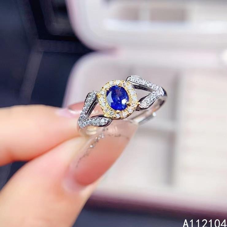 

Cluster Rings KJJEAXCMY Fine Jewelry 925 Sterling Silver Inlaid Natural Sapphire Women Classic Oval Adjustable Gem Ring Support Detect