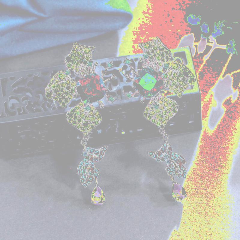 

Dangle & Chandelier CWWZircons Symmetrical Flower Leaf Drop Purple Red Cubic Zirconia Long Luxury Earrings For Women Designer Brand Jewlery, Silver