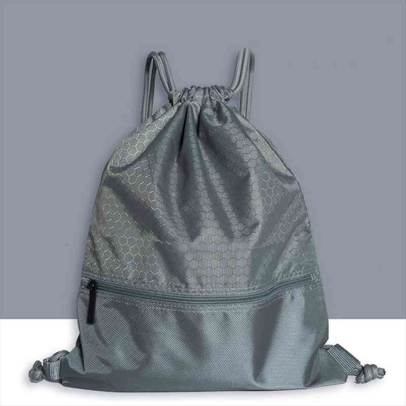 

women men riding fashion outdoor practical nylon sports backpack solid large capacity travel drawstring lock anti splash