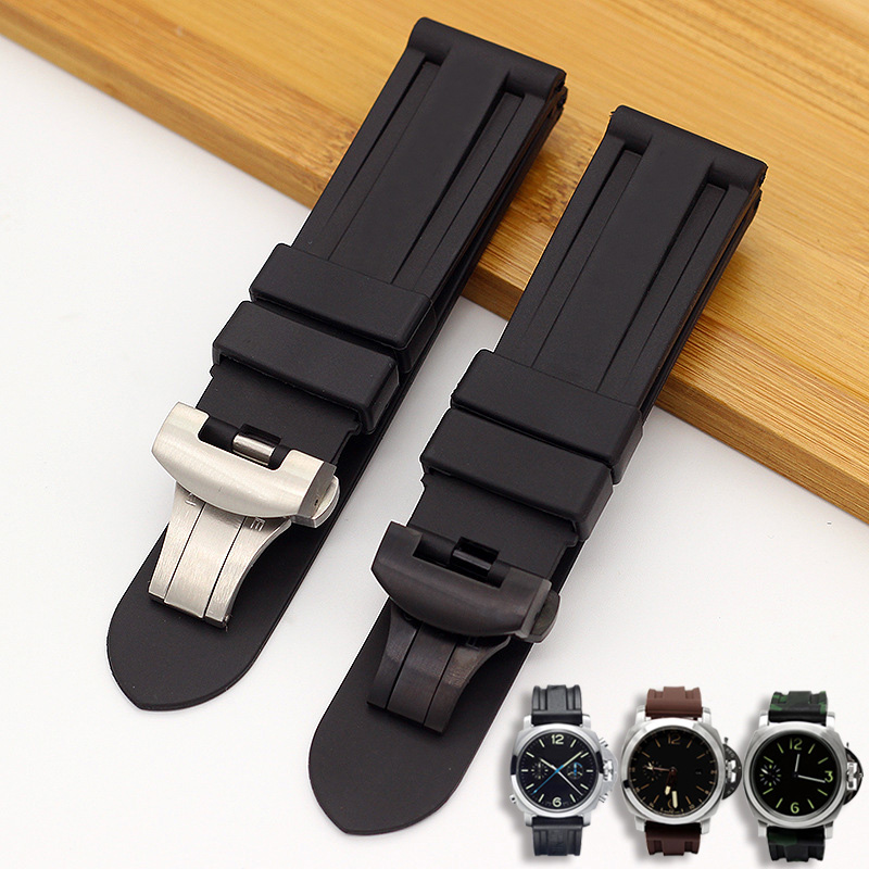 

Watch Band For Panerai PAM 111 441 TPU Rubber Silicone 22 24mm Strap Accessories Folding Clasp Bracelet Chain