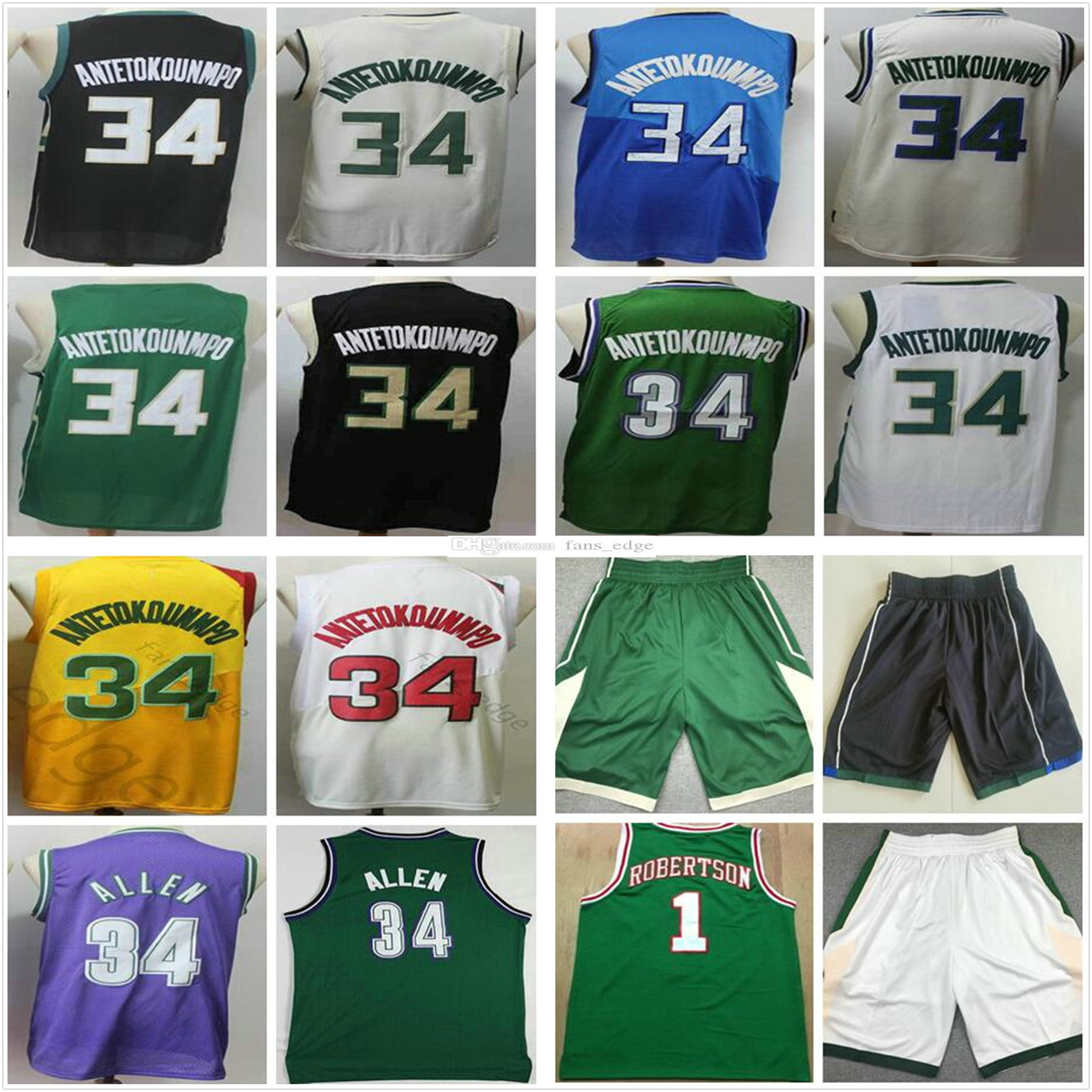 

NCAA Mens Milwaukee Giannis 34 Antetokounmpo Jersey Bucks Khris 22 Middleton Retro Vintage Ray 34 Allen Oscar 1 Robertson Basketball Jerseys, Black