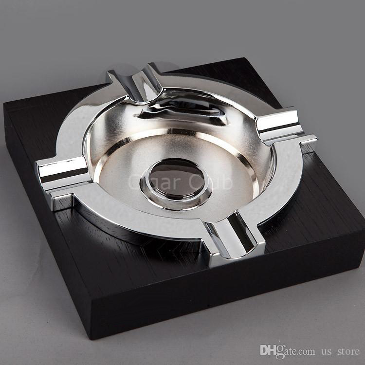 

Premium Wooden Table Creative Black Sliver Metal Cigar Ashtray Holds 4 Cigars