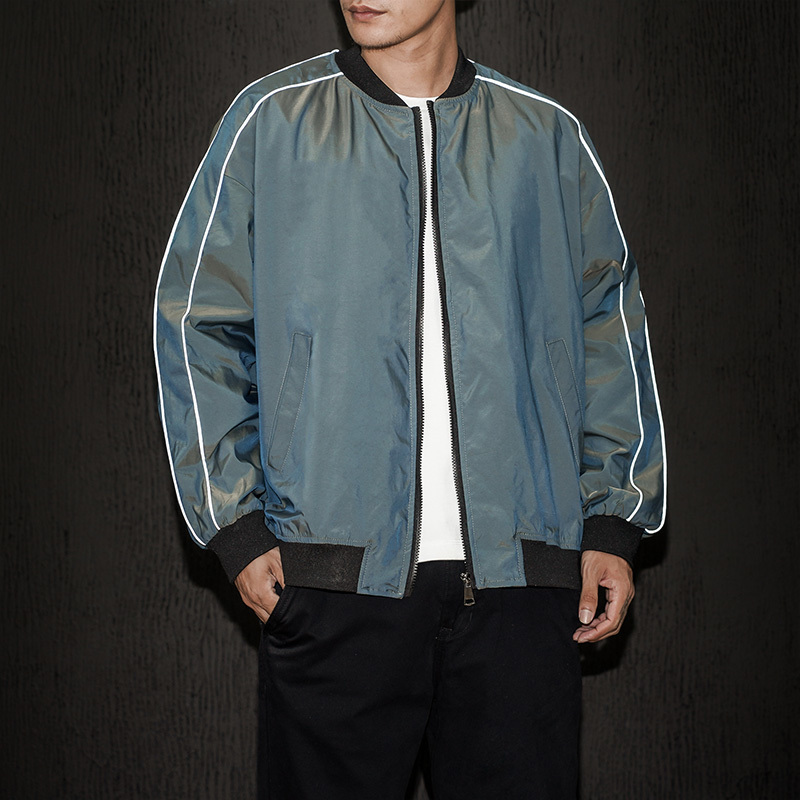 

2021 New Fashion Baseball Autumn 5xl Striped Jacket for Men Man Oversize Coat Casual Men's Clothing Streetwear Polyester Ml39, Celadon