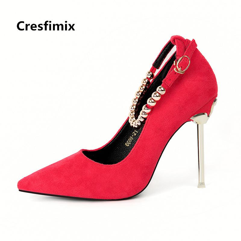 

Dress Shoes Cresfimix Women Fashion 2021 Office High Heel Lady Casual Party & Wedding Red Heels Female Cool Spike B2641