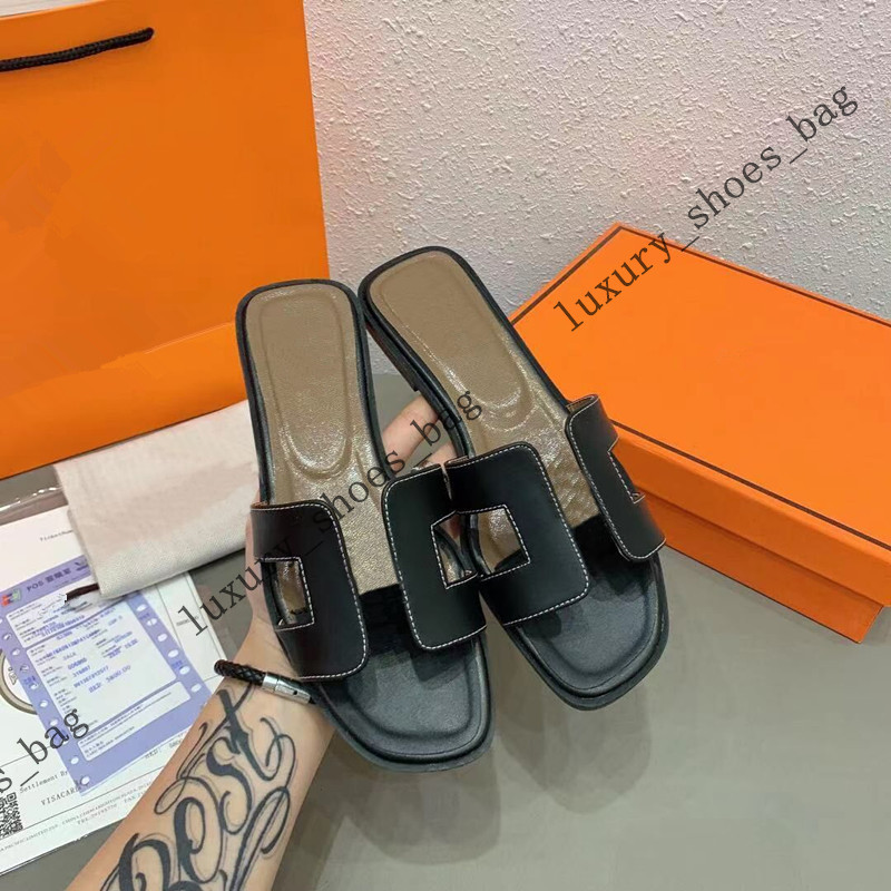 

2021 Classic Fashion Designer Original Style Flat H Sheepskin Slippers High Quality Genuine Leather Sandals Women Lady Girl Home Slipper Bea, Black