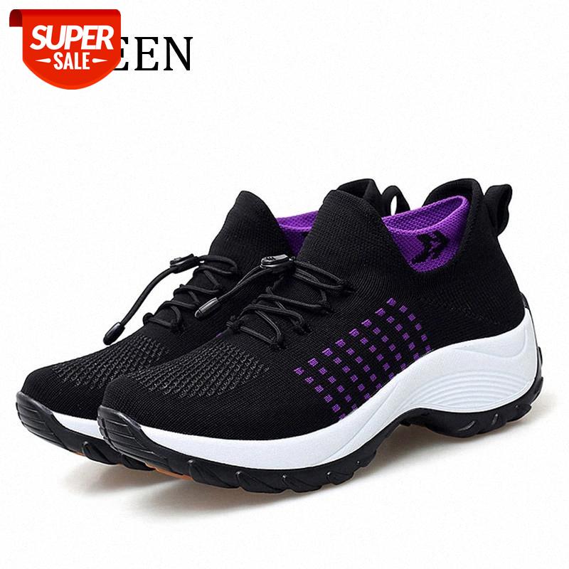 

YWEEN New Shoes Woman Sneakers Womens Flats Slip On Shoes Female Sock Sneakers Platform Comfortable Soft Ladies Plus Size #bj8s