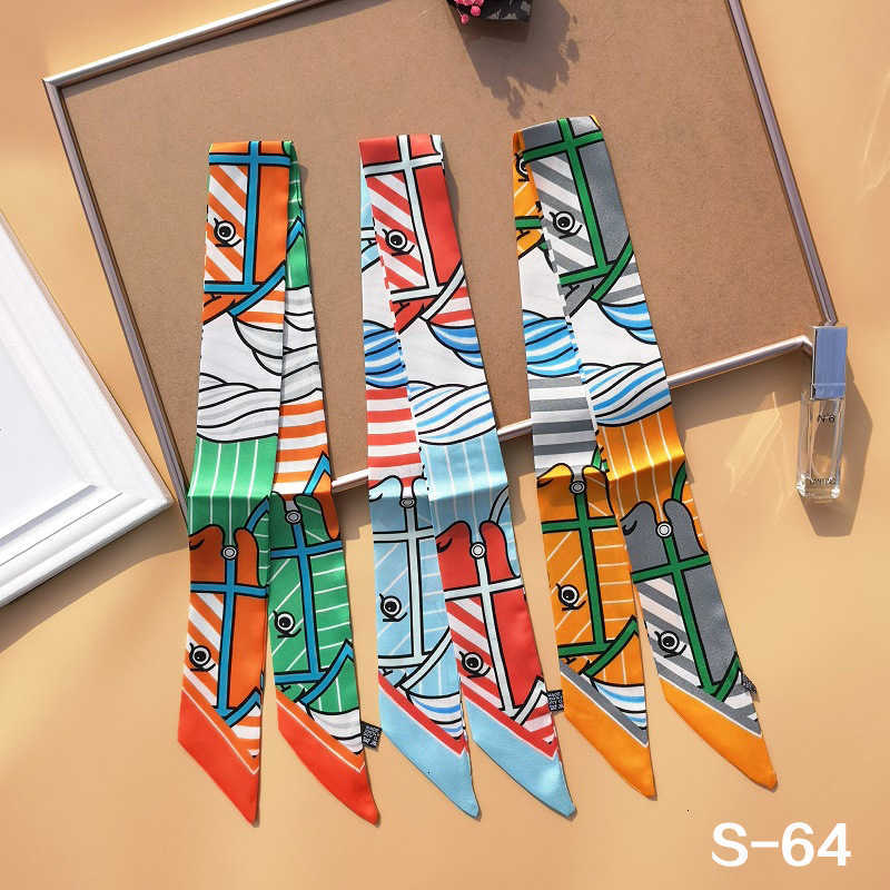 

New H family wrapping binding ribbon small narrow strip handbag handle bag with decorative silk scarf female YCT9, Blue;gray