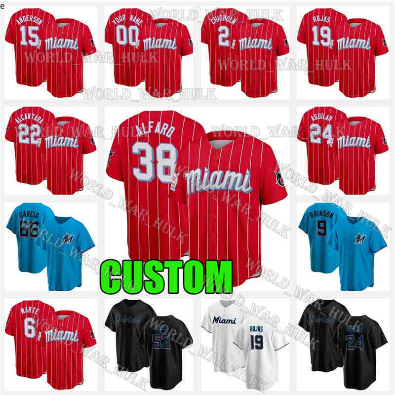 

6 Starling Marte Jersey 19 Miguel RojasMarlins Baseball Men Red 2021 City Connect Custom 2 Jazz Chisholm Jerseys Brian Anderson 24 Jesus Agu, Blue;black