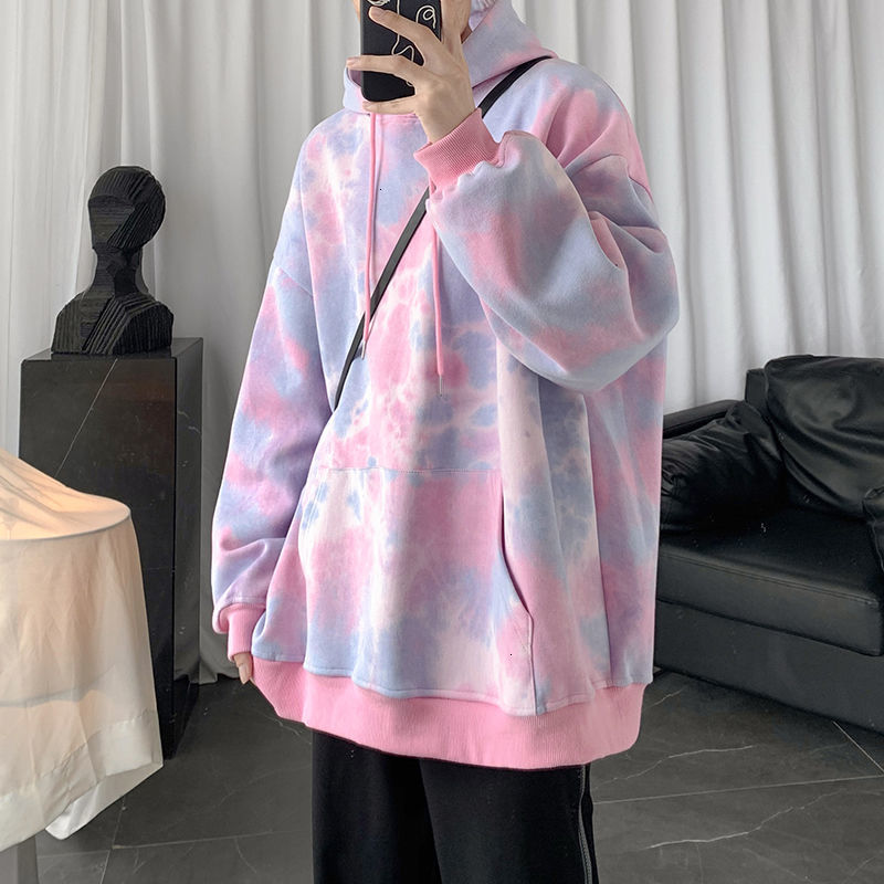 

2021 New Spring Cotton Tie-dye Hoodies Men's Fashion Casual Hooded Sweatshirt Men Streetwear Korean Loose Hip-hop Pullover Hoodie Mens Owje, Blue