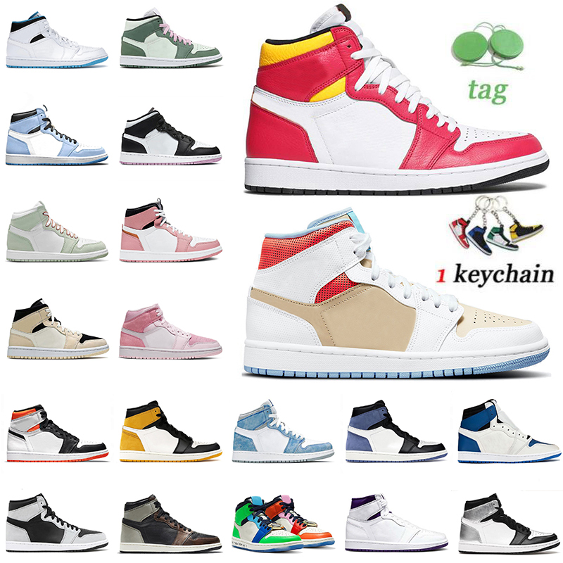 

With Socks Authentic Jumpman 1 1s Basketball Shoes Men Women High OG Court Purple Hyper Royal University Blue Mid Barely Rose Sneakers Off Trainers, B32 36-47 military blue