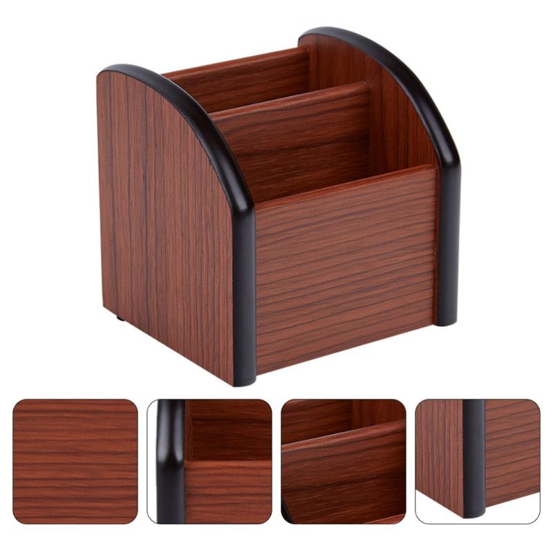 

Waste Bins 1pc Creative Pen Holder Storage Box Office Supply Wooden Desktop