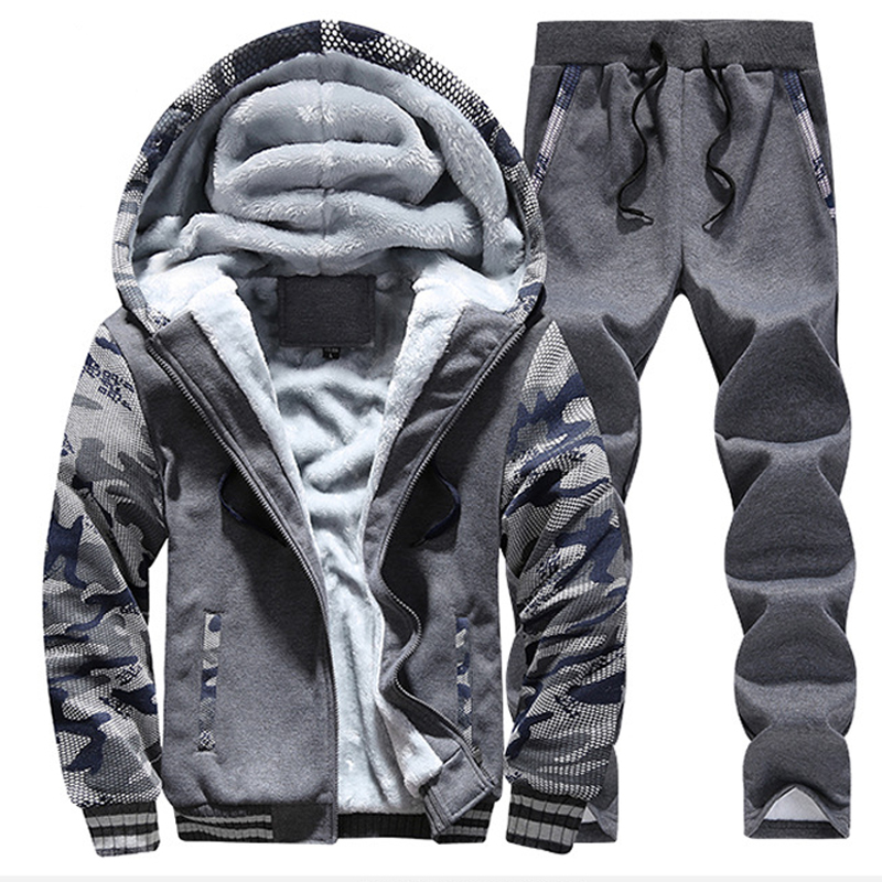 

2021 New Winter Men's Hoodies 's Jackkets Tracksuits Fleece Thick Male Sweatshirt Casual Men Camouflage Coats High Quality 29cr, Dark blue