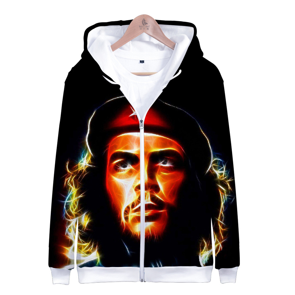 

Winter Mens Jackets and Coats Che Guevara 3D Oversized Zip Up Hoodie Fleece Zipper Hooded Sweatshirt Outwear Casual Sportswear, 001
