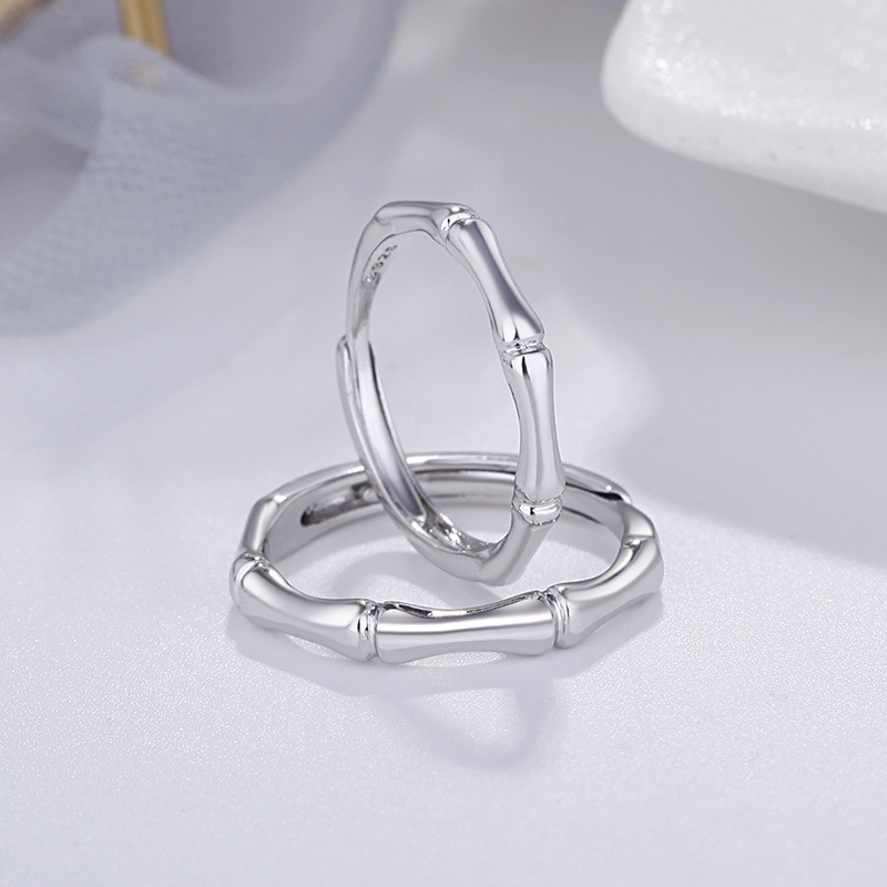 

Copper Plated Bamboo Circle Lovers Ring Fashion Simple Opening Adjustable Couple Jewelry Engagement Rings Birthday Gifts