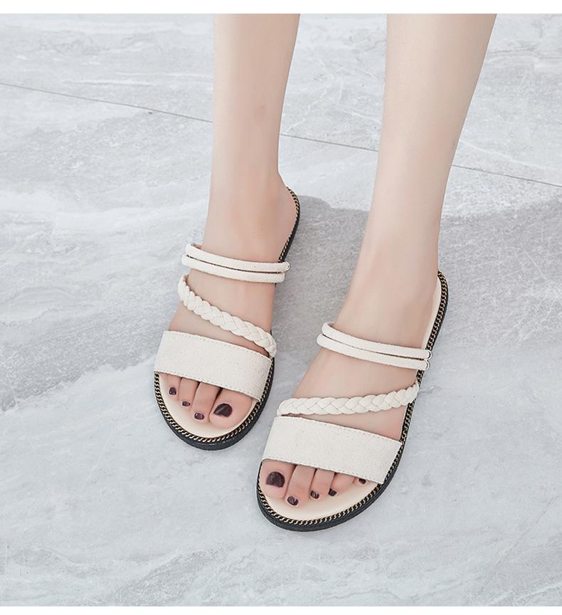 

2021 Summer Women Flats Sandals Korean Flat Bottom Bohemia Slippers Woman Footwear Beach Shoes Flip Flops Net Red Sandals, Pink