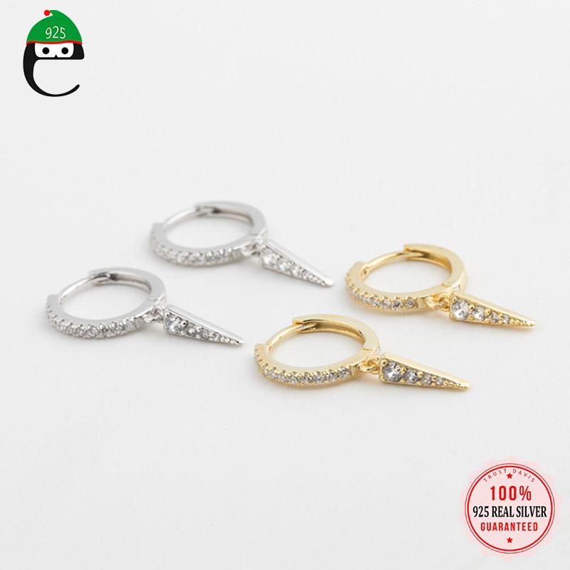 

Hoop & Huggie ElfoPlataSi Real 925 Sterling Silver Fashion 2021 Stick Dazzling CZ Charm Earring For Women Valentine's Day Jewelry DD506