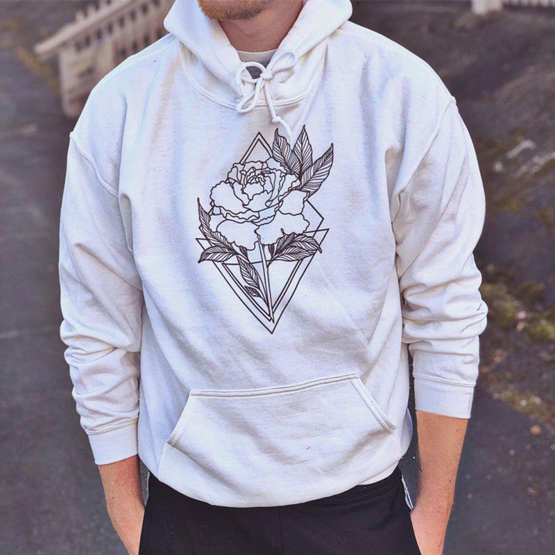 

2021 New Hoodie Men Casual Rose Floral Hip Hop Streetwear Oversize Cotton Harajuku Sweatshirt Hooded Fashion Male Hoodies 5vex, Black