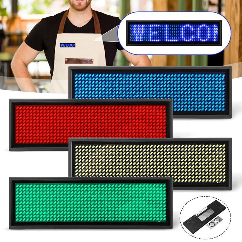 

12x48 Matrix Bluetooth Letrero LED Programable Name Badge with Magnet and Pin Scrolling display Message Sign USB Rechargeable