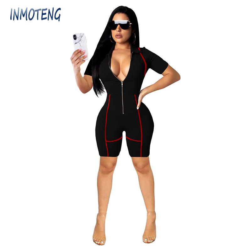 

Women's Jumpsuits & Rompers INMOTENG V-Neck Short Sleeve Summer Women Lady Overalls Outfits Casual Sexy Fashion Bandage Plus Size Clubwear, Black;white