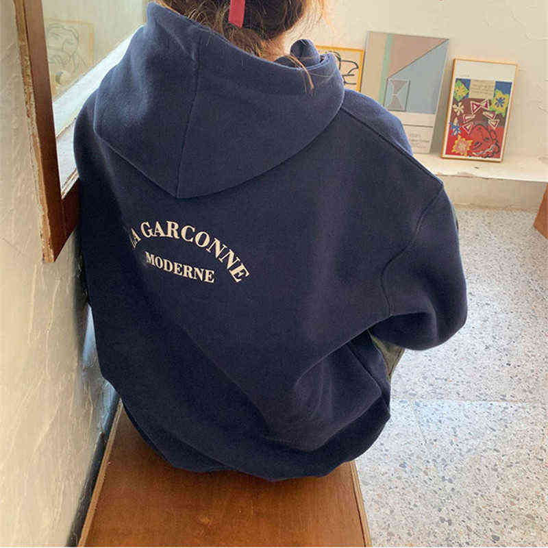 

3 colors autumn winter Korean preppy style Women Sweatshirts Vintage letter thick Warm Sweatshirt Womens pullovers (X1708) 211108, T shirt