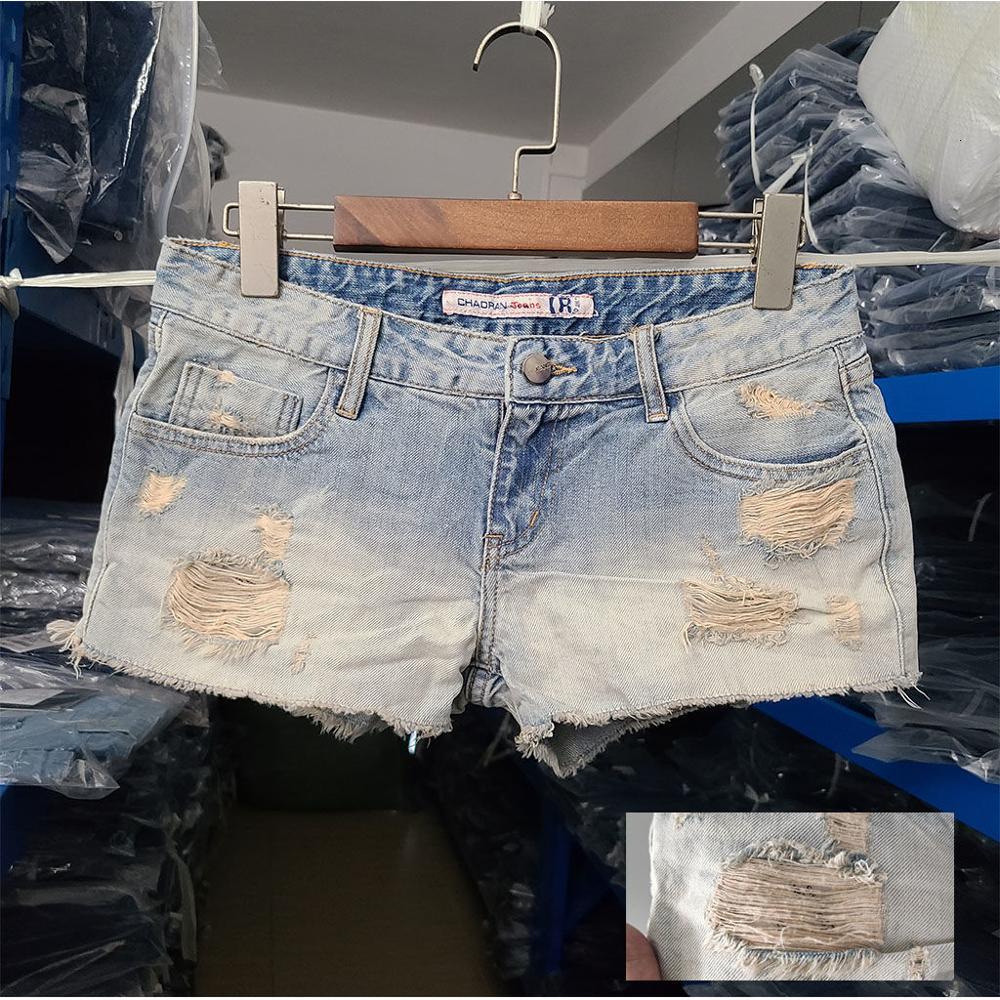 

2021 New Low Waist Women's Jean Shorts Summer Fashion Broken Hole Ny Ladies Denim Cotton Super Short Brim Girls'pants Yj5k, Light blue