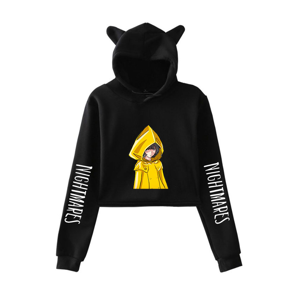 

Hot Game Little Nightmares 2 Six and Mono Crop Top Hoodie Hip Hop Streetwear Kawaii Cat Ear Cropped Short Sweatshirt Streetwear, 016