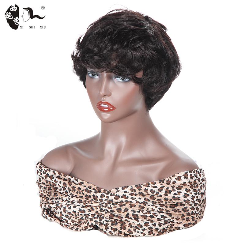 

Synthetic Wigs XISHIXIU Short Curly 98%Human Hair Bob 98% Human Pixie Cut Full For Black Women