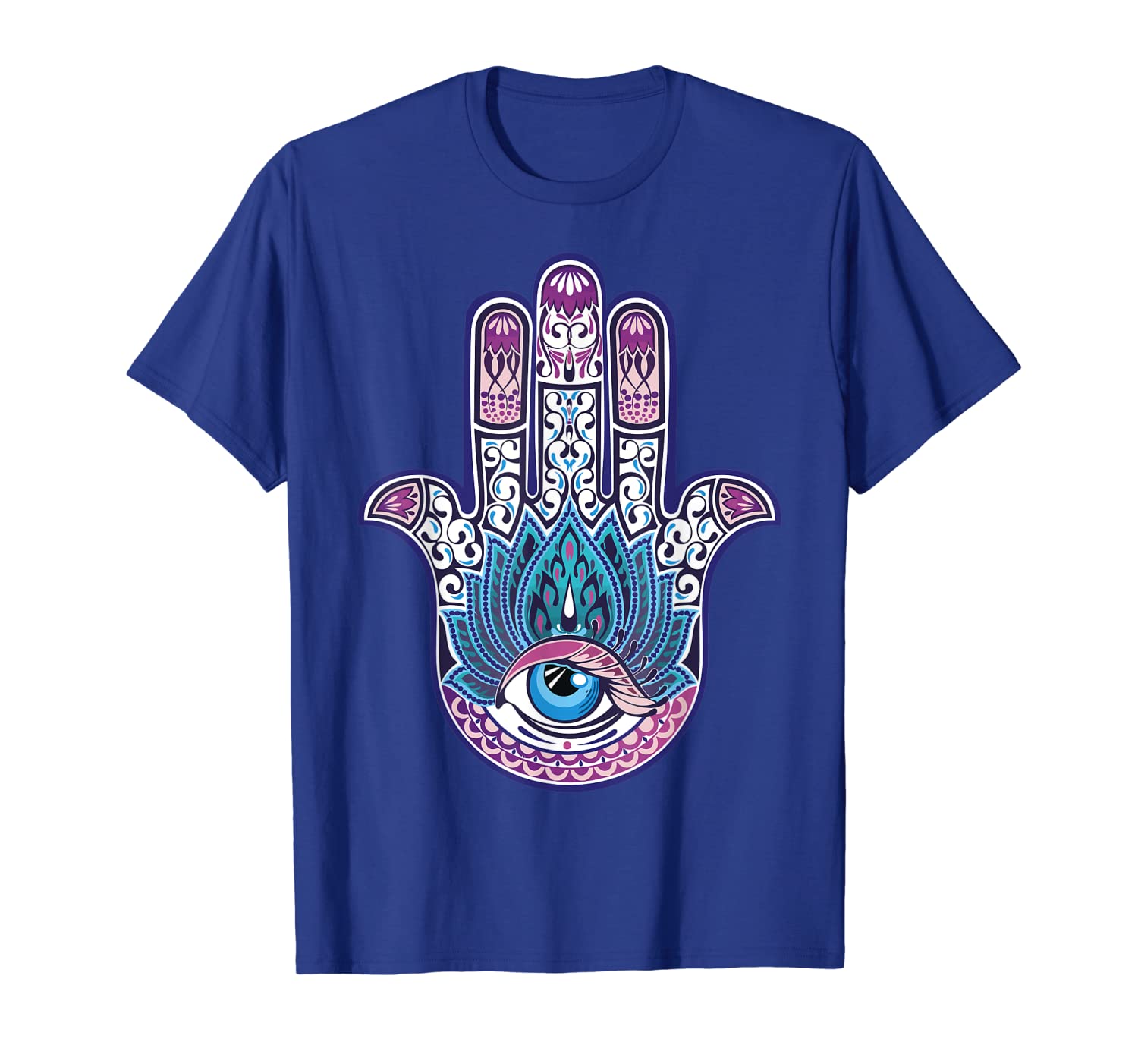

Hamsa Mandala Womens Yoga T-Shirt Hand of Fatima Tee Shirt, White;black