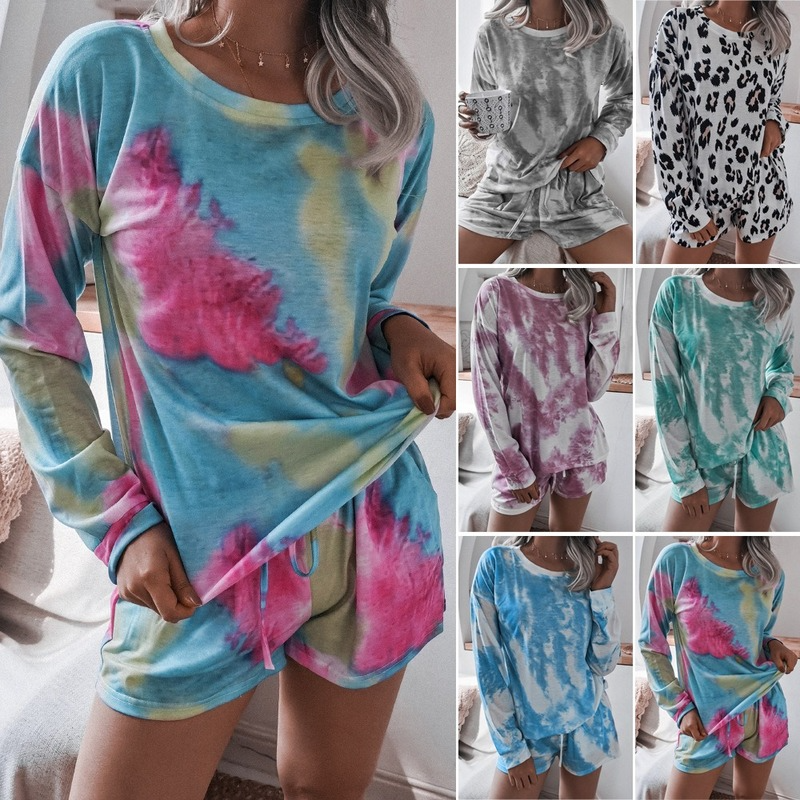 

Ins Style 2021 Spring European and American Fashion Casual Tie-dye Shorts Two-piece Set Wish Amazon Cross-border Women's Clothing, White