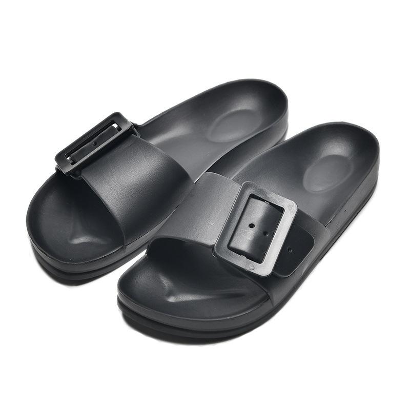 

2021 Summer Women's Flat Slippers Fashion Sandals Buckle Ladies Casual Comfortable Beach Shoes Female Footwear Soild, Light blue 3