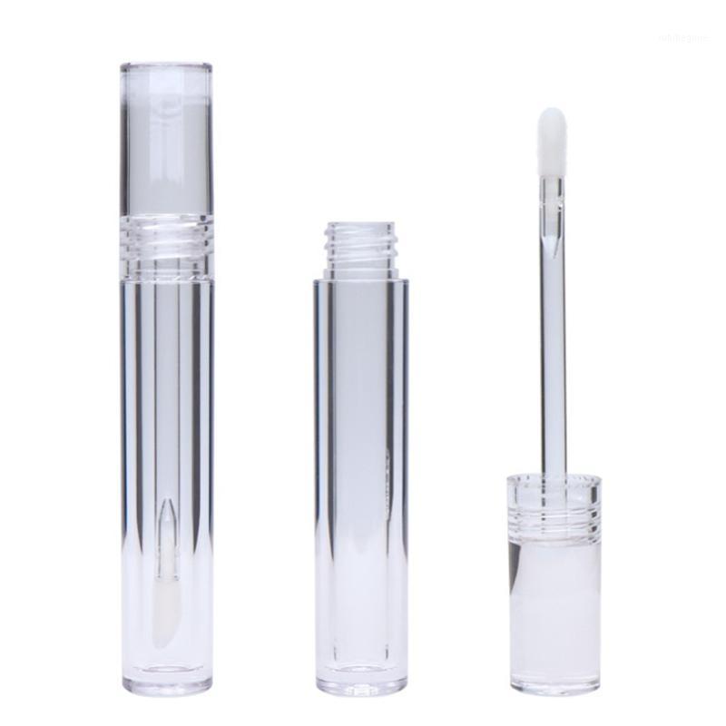 

100pcs Empty 5ML Lipstick Tubes Round Transparent Crystal Lip Gloss With Wand Clear Bottles C102