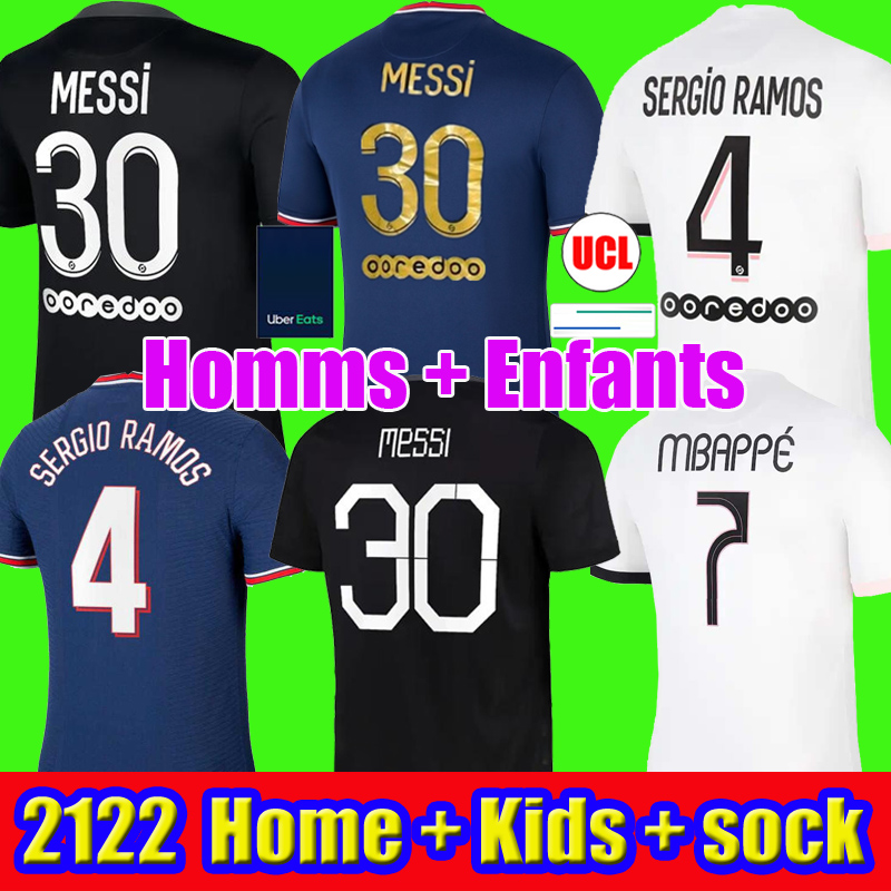 

MBAPPE soccer jersey messi 30 SERGIO RAMOS WIJNALDUM 21 22 Maillots de football shirts 2021 2022 ICARDI men + kids kit uniforms enfants maillot foot shirts, 2122 away