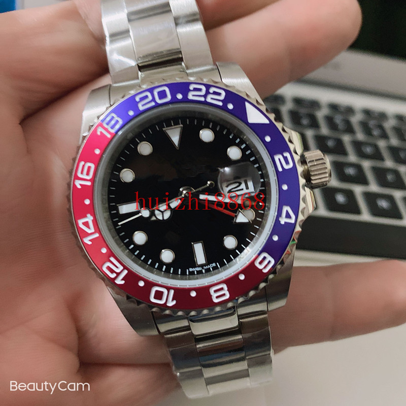 

New fashion black gMt Ceramic Bezel Mens Mechanical Stainless Steel Automatic 2813 Movement Watch Sports batman Watches Pepsi Wristwatches, Slivery;brown