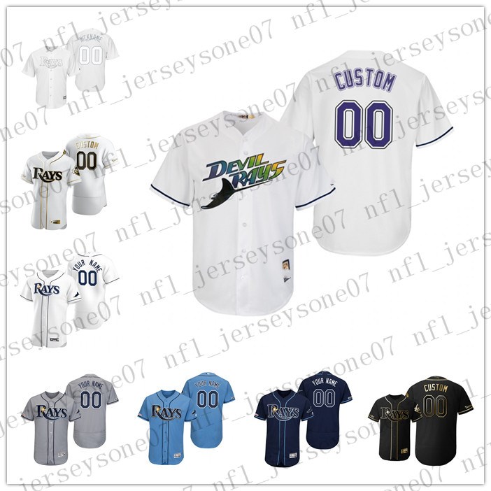 

Custom Tampa Bay men women youth Rays white grey Authentic 2020 Home Jersey