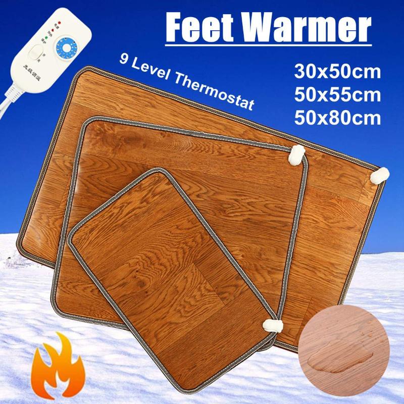 

Winter 3 Sizes Leather Heating Foot Mat Warmer Electric Heating Pads Feet Leg Warmer Thermostat Home Office Warming Supplies, Brown
