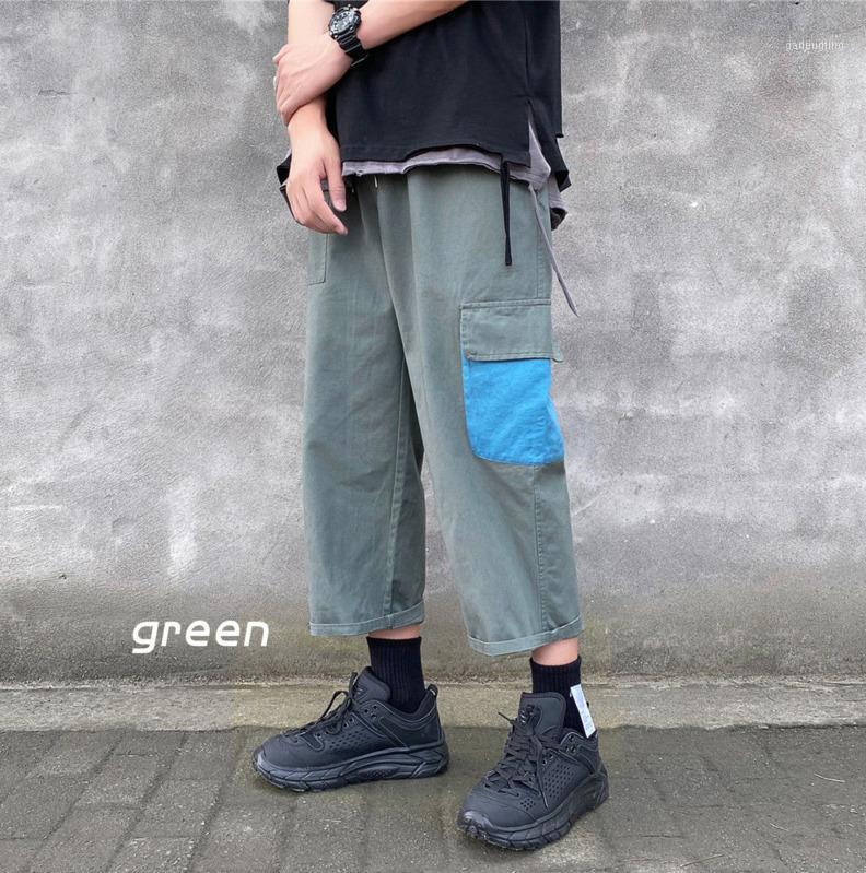 

Spring And Summer Youth Men' Loose Large Size Pockets Contrast Color Overalls Fashion Casual Wild Pants1, Black