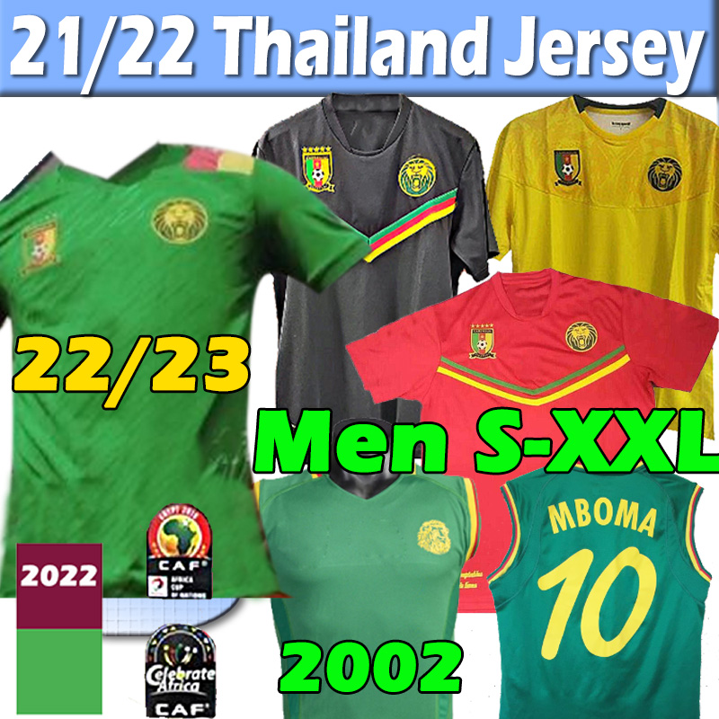 

22/23 Cameroon National team cameroun Soccer jersey Retro Mboba 2002 Vest 2021 2022 Home Green Aboubakar Choupo-Moting Toko Ekambi Ganago Ba, Black;yellow