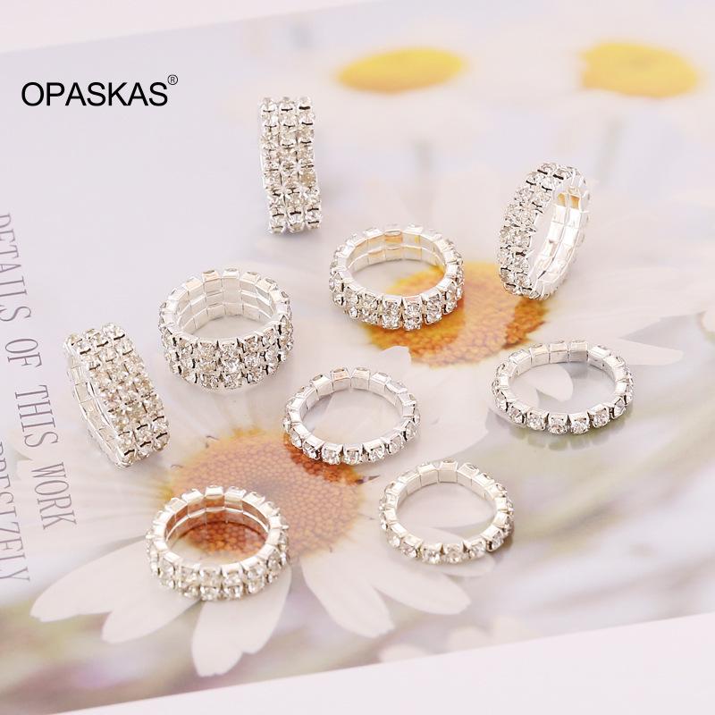 

Cluster Rings Sparkling Adjustable Elasticity Ring Full Rhinestones Inlaid Compatible To All Fingers Size Gifts For Boys And Girls PT