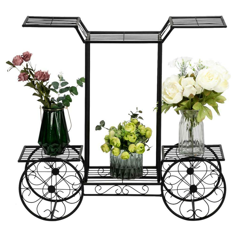

6-Tier Garden Cart Stand Flower Rack Display Home Flower Pot Plant Holder