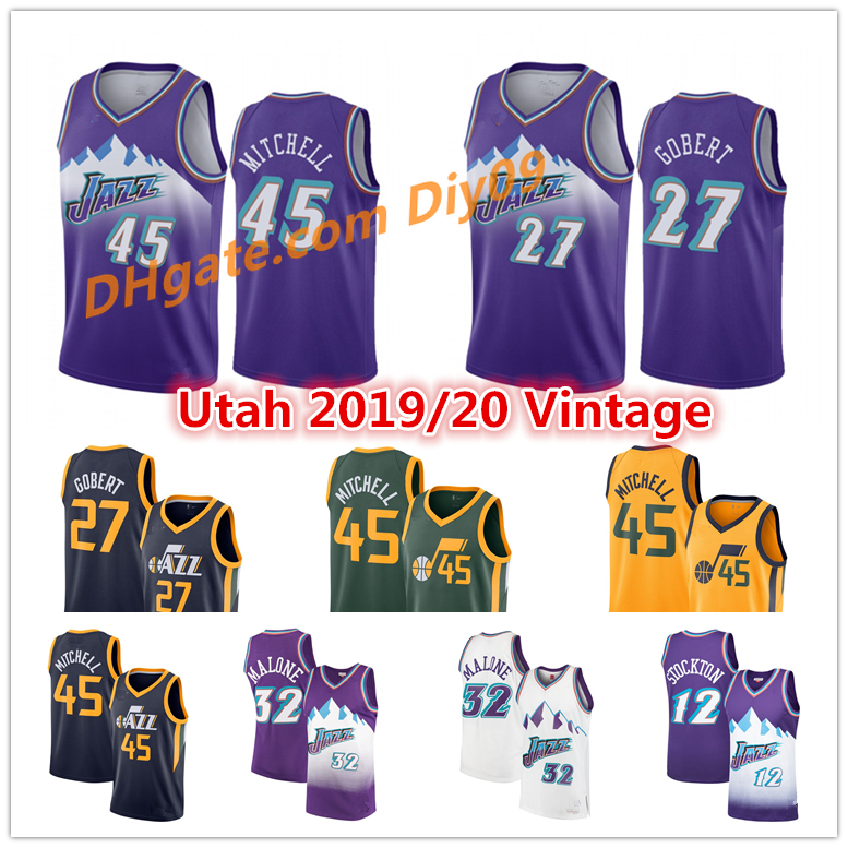 

Donovan 45 Mitchell Utah Jazz Jersey Mike 10 Conley John 12 Stockton Rudy 27 Gobert Karl Malone City Gold Edition Basketball Jerseys, Black;red
