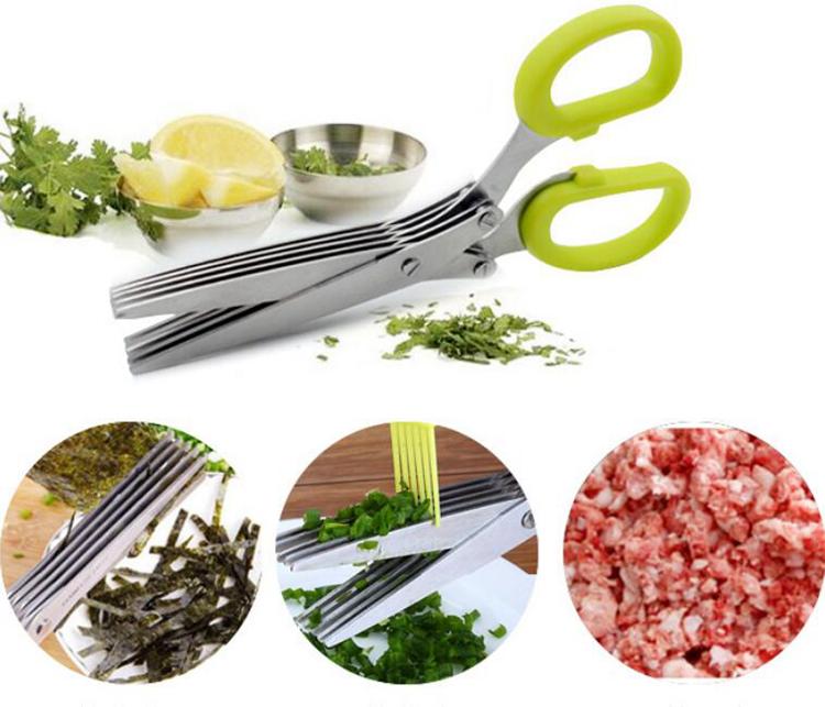 

Stainless Steel Scissors Cooking Tools Kitchen Accessories Knives 5 Layers Scissors Sushi Shredded Scallion Cut Herb Spices Scissors LLS776