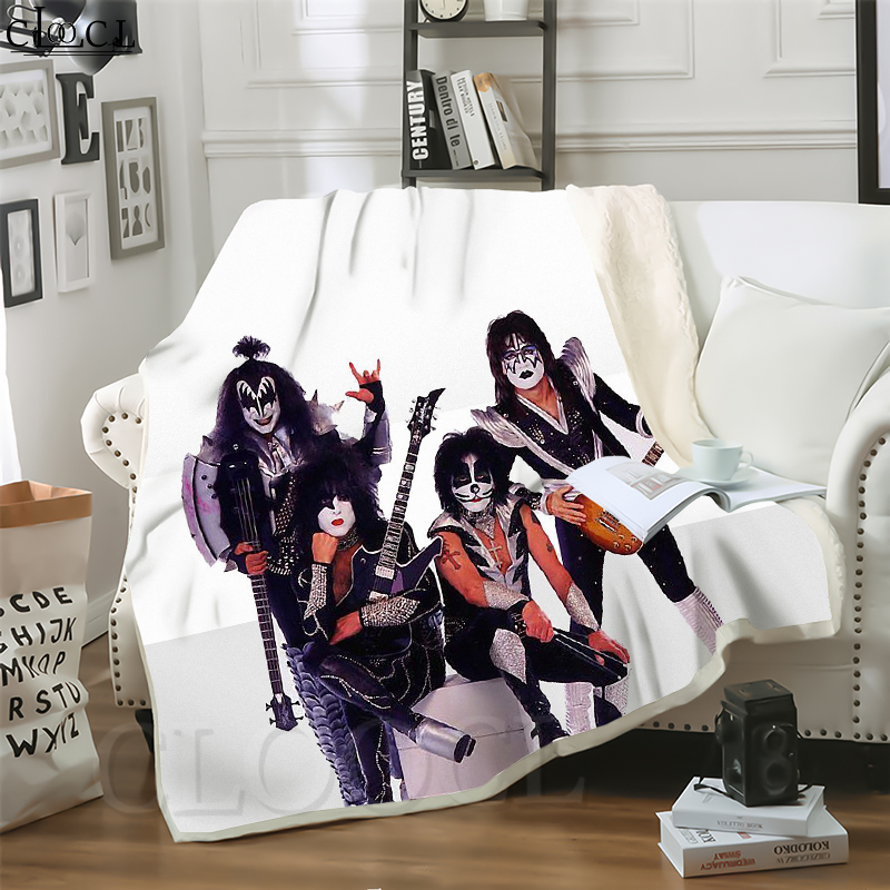 

CLOOCL New Kiss Band 3D Print Hip-hop Style Conditioning Blanket Sofa Teens Bedding Throw Blankets Plush Quilt