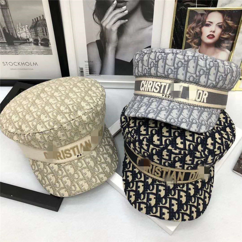 

20 New Navy Beret Tide Brand d Letter Fashion Sunscreen Outdoor Versatile Travel Sunshade Hat, Black;white