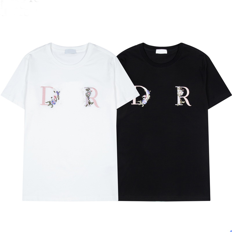 

2021 High quality T shirt cotton short-sleeved fashion men and women short T-shirt couple models men and women cotton printed short, White;black