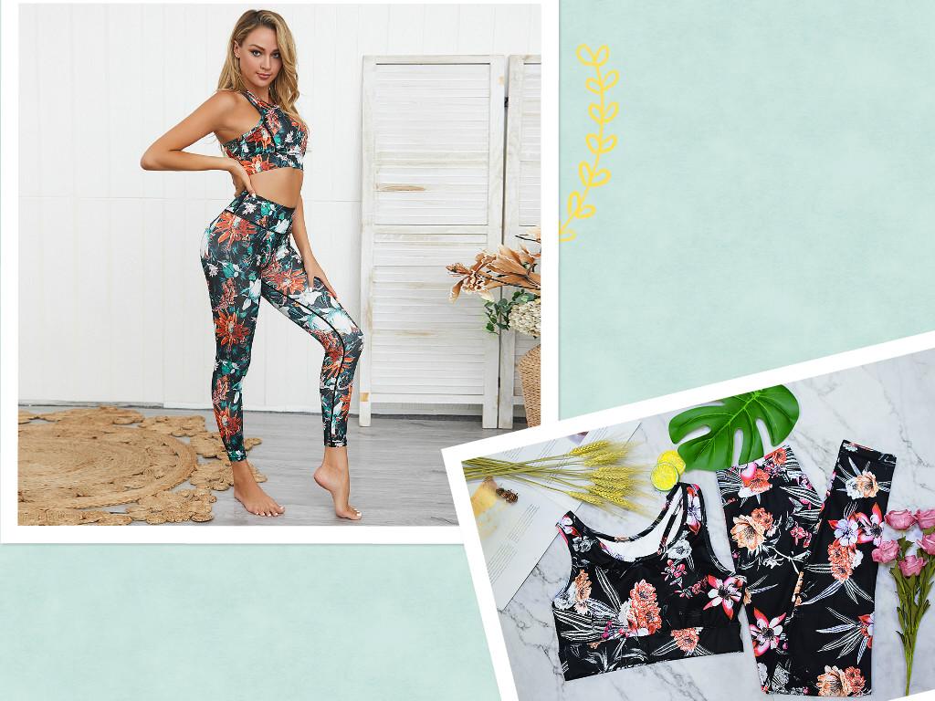 

2021 New Style 2 Piece Bra+Pants Women ' Tracksuit Sportswear Yoga Set Gym Fitness Suit Clothes For Sport Customs, Yoga suit