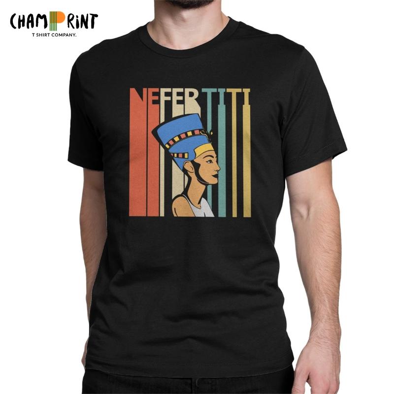 

Men's T-Shirts Retro Nefertiti Men T Shirts Ancient Egyptian Queen Egypt Mythology Funny Tees Short Sleeve T-Shirt Cotton Gift Idea Tops, White;black