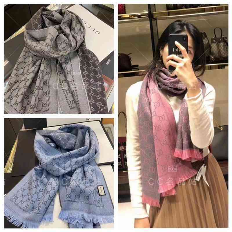 

Double / Classic g Double-sided Knitted Wool Scarf Autumn Winter Grey Powder Shawl for Men and Women Jun
