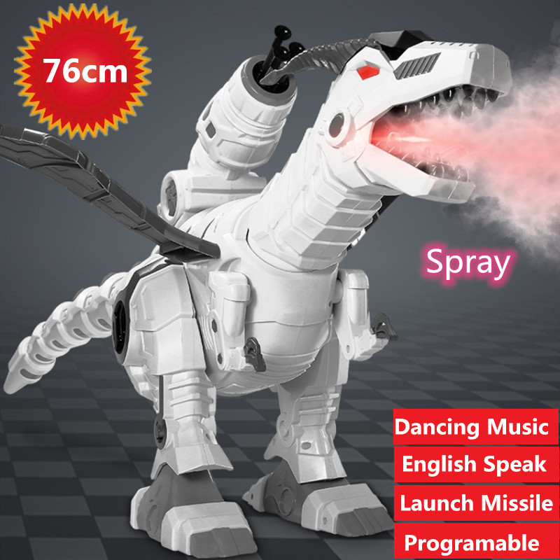 

76cm large Dinosaur High Simulation Spray battle dinosaur can launch missile Speak English Singing Dancing Remote Control battle, Nolauncher 1battery