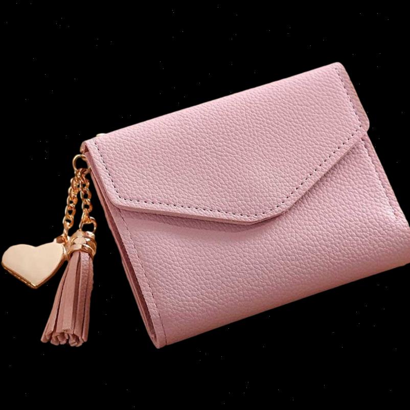 

Tassel Womens Wallet Gold Chain Mini Money Purse Leather Small Fold Female Coin Wallets Card Holder for Girls, Red;black