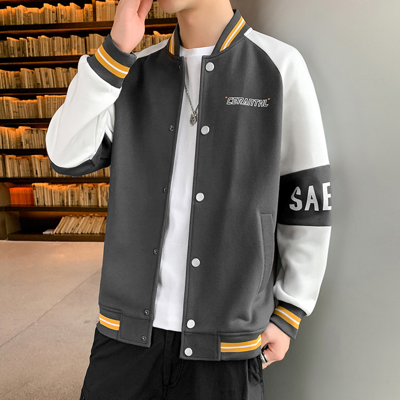 

New 2021 Brand Men Jacket Man Clothing Harajuku Coats Baseball Clothes Varsity Streetwear Spring Fashion Long Sleeve Top Nfqt, Gray